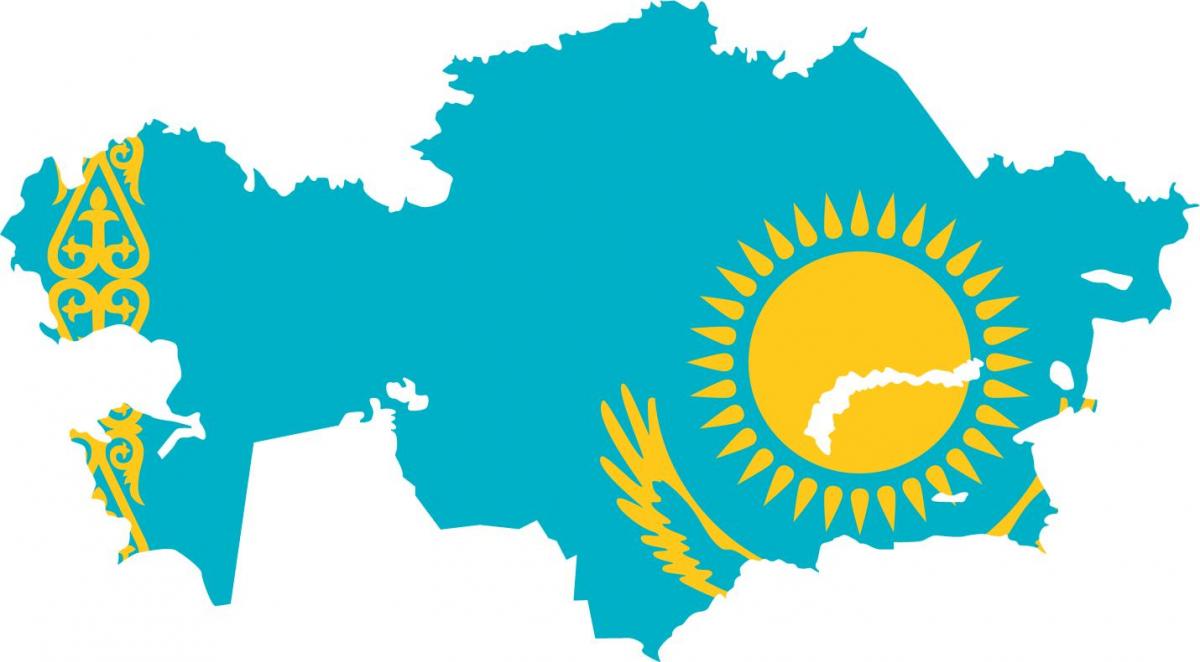 के नक्शे कजाखस्तान झंडा