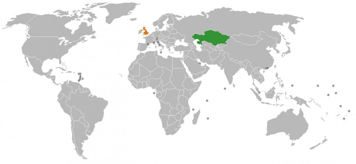 कजाखस्तान स्थान पर दुनिया के नक्शे