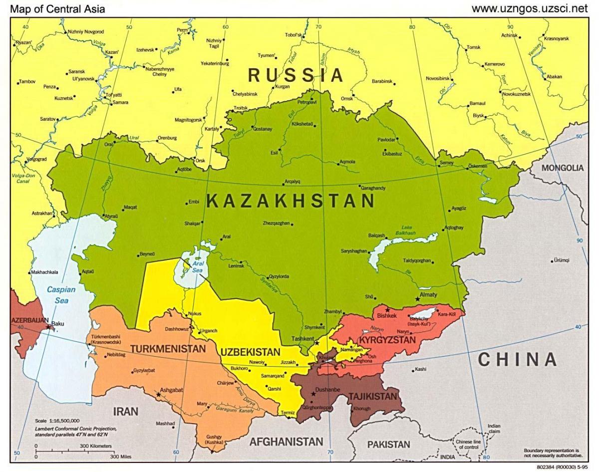 नक्शा कजाखस्तान के नक्शे एशिया