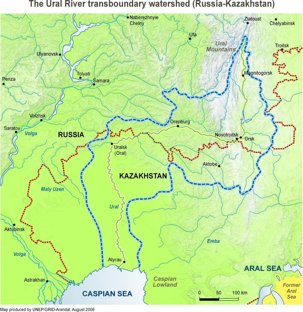 नक्शा कजाखस्तान की नदी