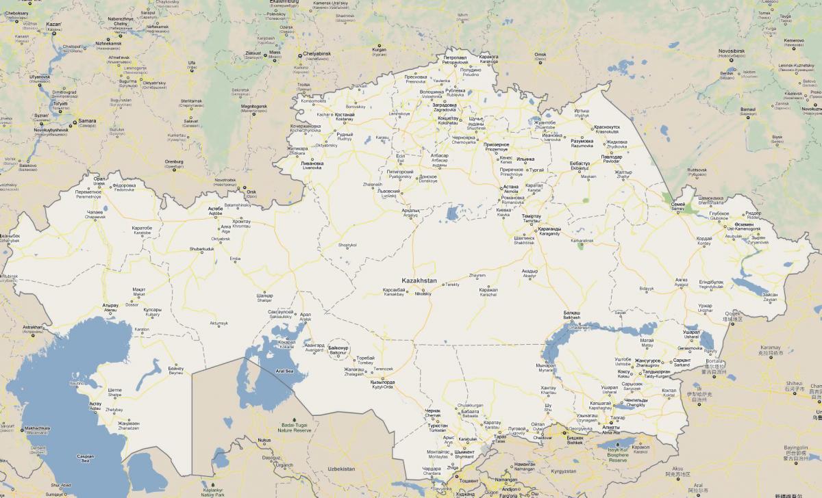 नक्शा कजाखस्तान की सड़क