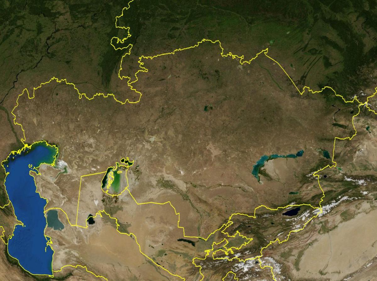 नक्शा कजाखस्तान के स्थलाकृतिक