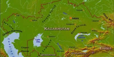 नक्शा कजाखस्तान के शारीरिक